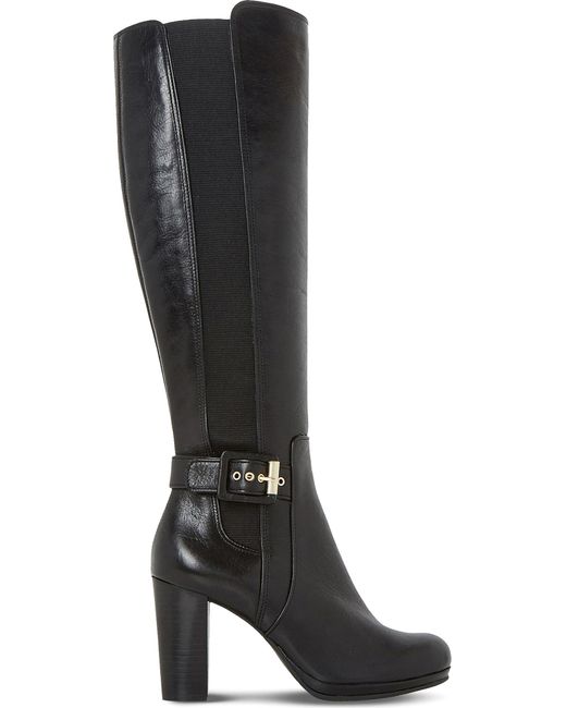 Dune Ladies Black Classic Scout Leather Thigh-high Boots