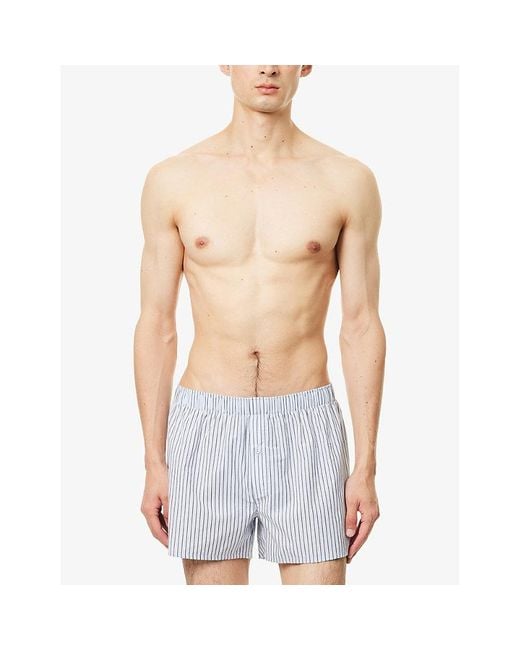 Hanro White Fancy Relaxed-Fit Cotton Boxer Shorts for men
