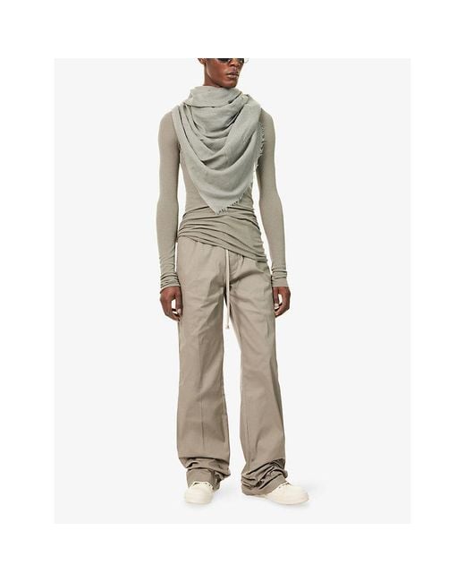 Rick Owens Natural Dietrich Drawstring-Waist Stretch-Cotton Trousers for men