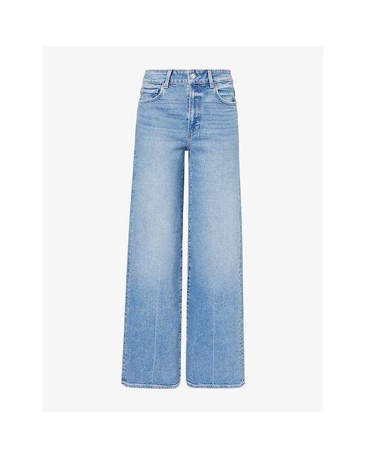 PAIGE Blue Sasha Wide-Leg Denim Jeans