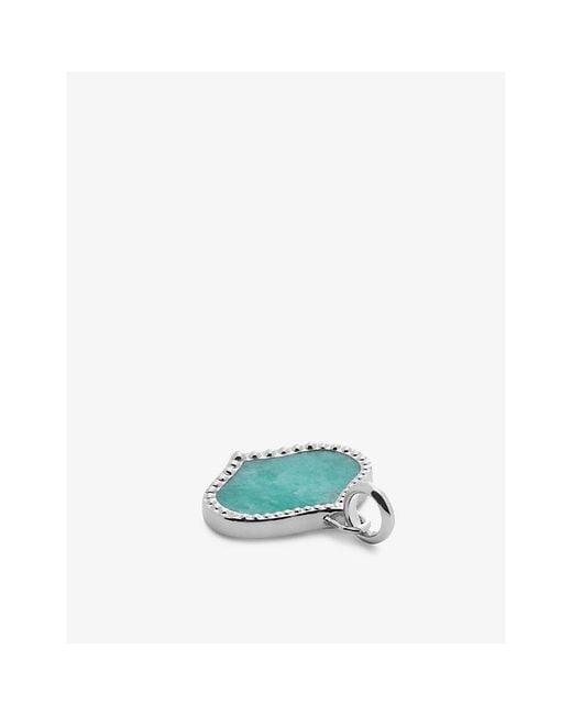 Monica Vinader Blue Lotus Amazonite-Gemstone Sterling- Pendant Charm