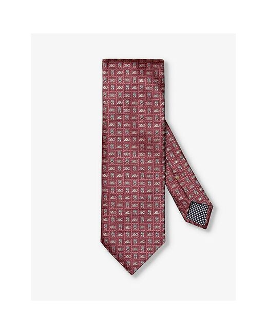 Eton of Sweden Red Patterned Silk Tie for men