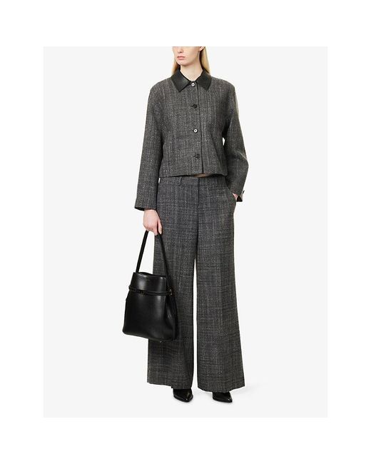 Theory Gray Collared Boxy Wool-Blend Jacket