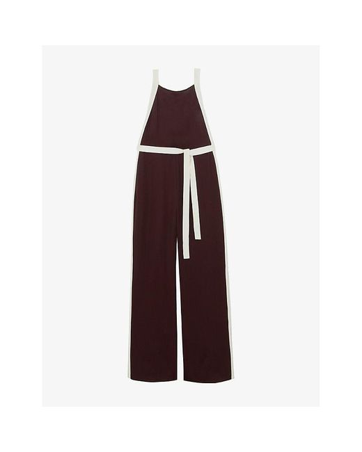 Reiss Purple Salma Colour-Block Woven Jumpsuit