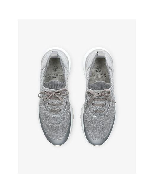 Brunello Cucinelli White Sportiv Knitted Trainers for men