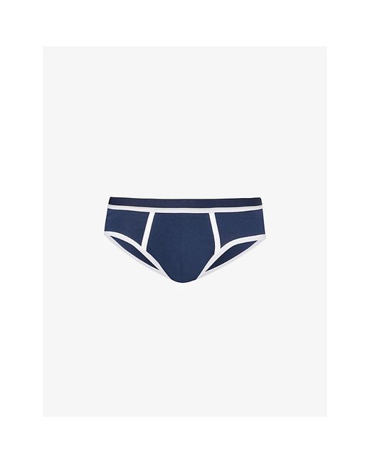 Hanro Blue Deep Pierre Contrast-Trim Stretch Modal And Cotton Briefs for men