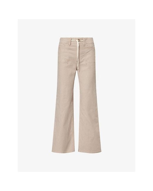 PAIGE Natural Ari Wide-Leg Cotton Trousers