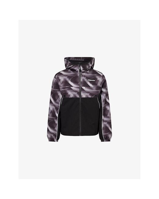 Trapstar Black Hyperdrive Logo-Patch Shell Windbreaker Jacket for men