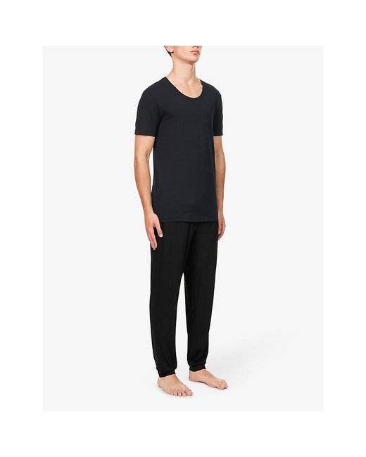 Hanro Black Basics Stretch-Cotton T-Shirt for men