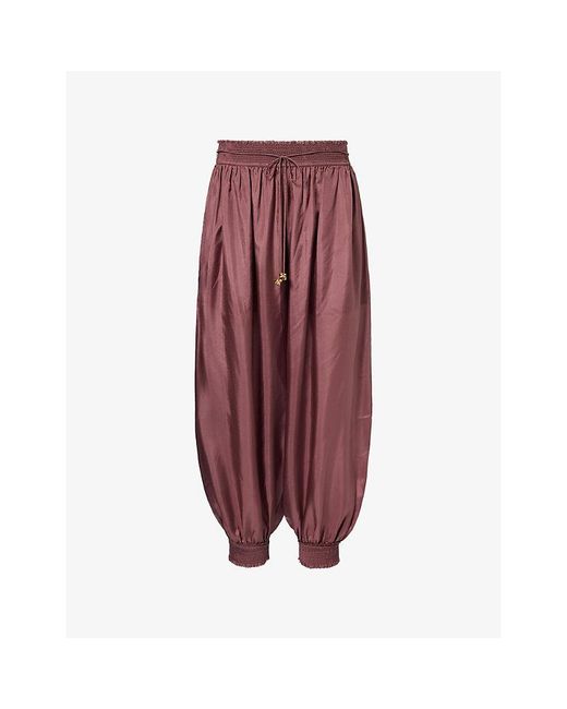 Zimmermann Red Aster Harem Silk Trousers
