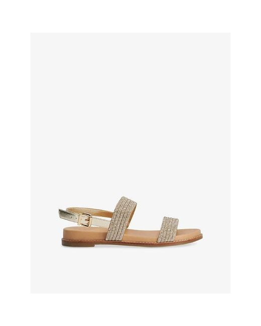 Dune Natural Levia Diamonte Woven Leather Sandals