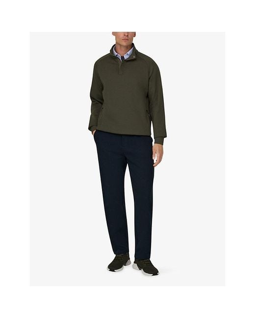 Boggi Green Half-Zip Stretch-Cotton Sweatshirt for men