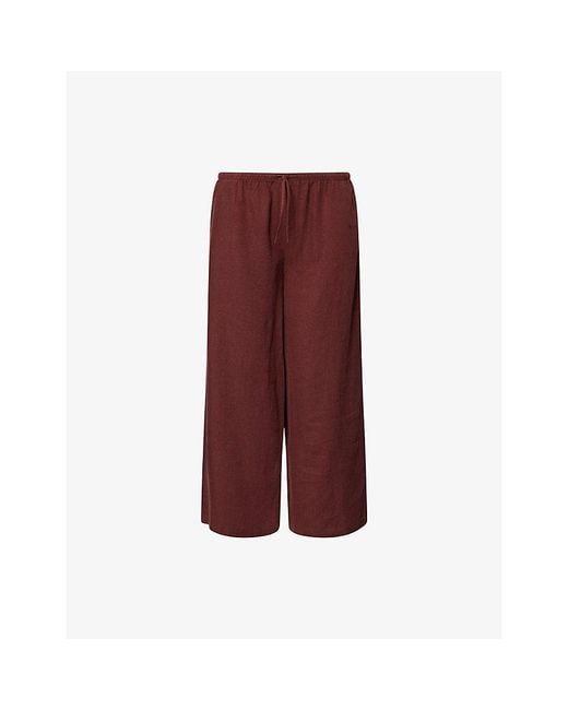 WE Are Tala Red Soft Drawstring Linen Trousers
