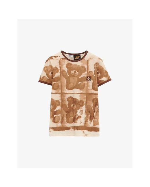 Loewe Natural X Paula's Ibiza Teddy-bear-print Slim-fit Cotton-blend-jersey T-shirt