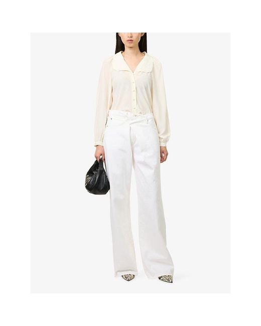 FRAME White The Gala Collared Silk Shirt
