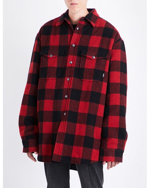 Vetements Red Checked Oversized Flannel Shirt for men