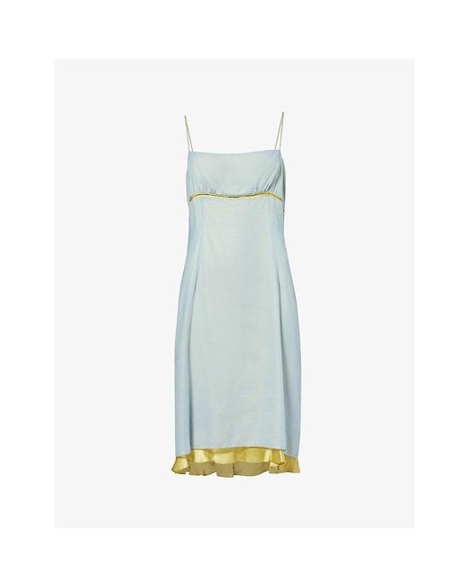 Reformation Blue Vintage Tahari Fiama Layered Cotton Slip Dress