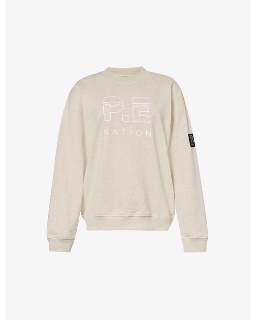 P.E Nation White Heads Up Logo-print Organic-cotton Sweatshirt X