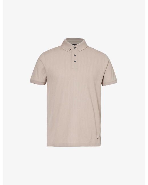 Emporio Armani Natural Brand-patch Relaxed-fit Cotton Polo Shirt for men