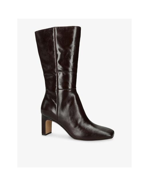 Dolce Vita Black Riggs Patent-Leather Heeled Mid-Calf Boots