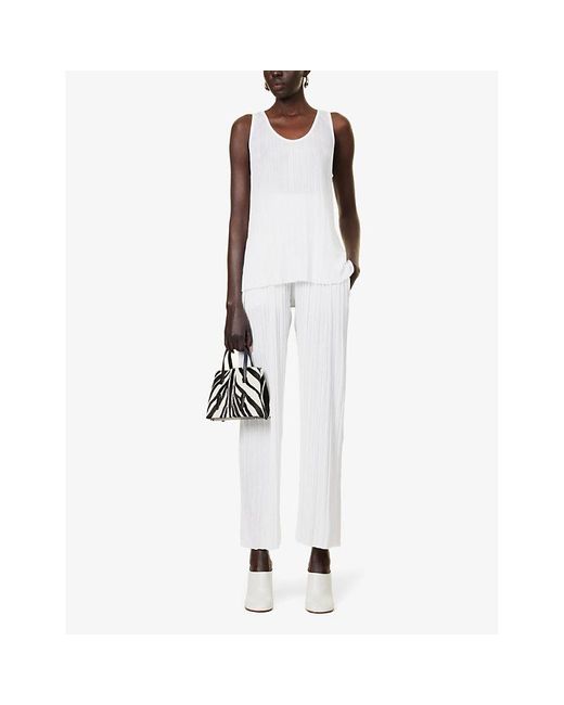 Alaïa White Pleated Sleeveless Knitted Top
