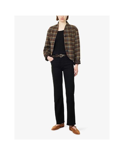 Mother Black The Lil Kick It High-Rise Cotton-Blend Denim Jeans