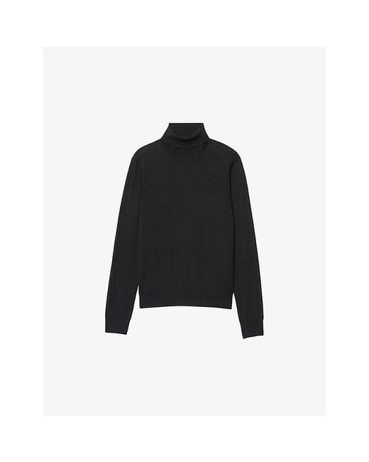 Sandro Black Turtleneck Fine-Knit Wool Jumper for men