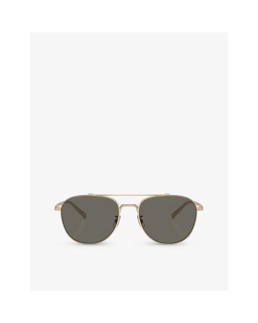 Oliver Peoples Gray Ov1335st Pilot-frame Titanium Sunglasses for men