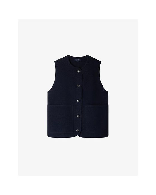 Soeur Blue Chicago Sleeveless Boiled Wool Jacket