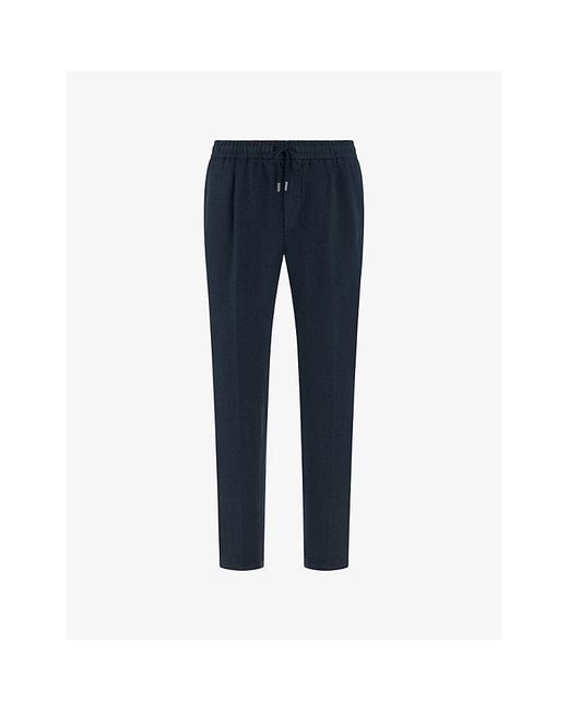 Boggi Blue City Tapered-Leg Linen Trousers for men