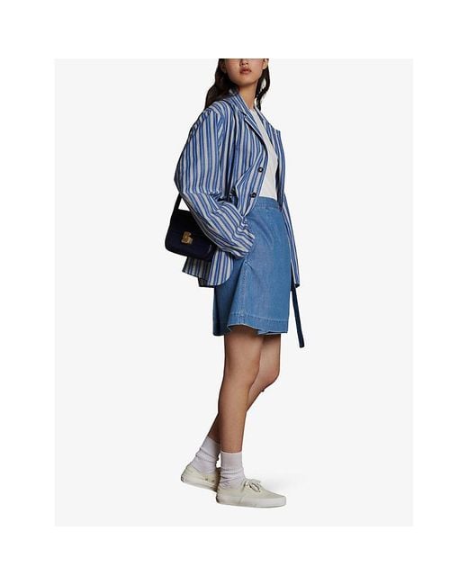 Soeur Blue Aime High-rise Self-tie Denim Mini Skirt
