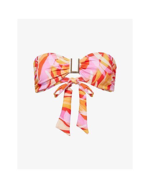 Away That Day Red Taormina Strapless Bikini Top