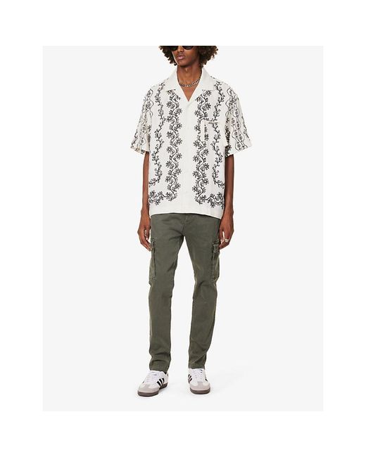 Replay Green Jaan Regular-fit Tapered-leg Stretch-cotton Blend Cargo Trousers for men