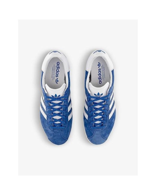 adidas Gazelle Brand-foiled Suede Low-top Trainers in Blue for Men | Lyst
