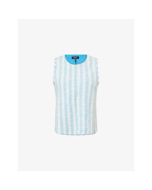 ME+EM Blue Textured Striped Woven Top