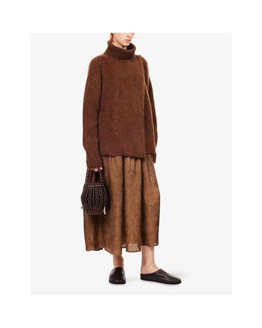Uma Wang Brown High-Neck Knitted Alpaca And Wool-Blend Jumper