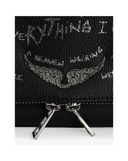 Zadig & Voltaire Black Rock Graffiti Logo-Embellished Leather Clutch