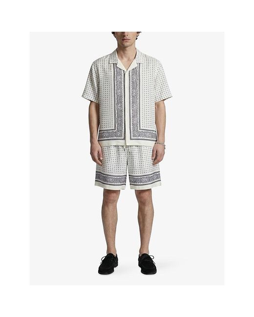 The Kooples White Bandana-Print Drawstring-Waist Woven Shorts for men