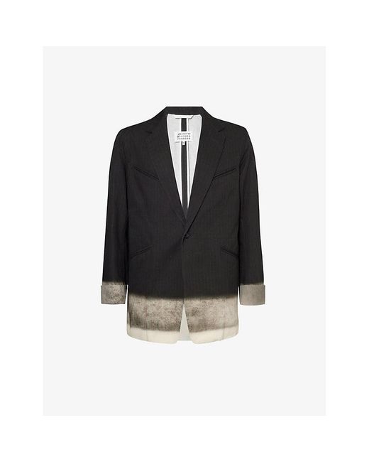 Maison Margiela Black Gradient-design Notched-lapel Cotton Jacket for men