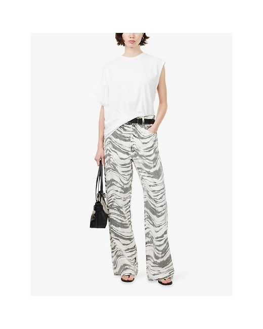 Agolde White Corrine Asymmetric Cotton T-Shirt