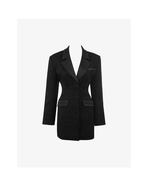 House Of Cb Black Ellis Trimmed Hourglass Blazer Stretch-Woven Mini Dress