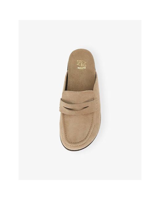 Dune Brown Goldens Suede Mule Loafers