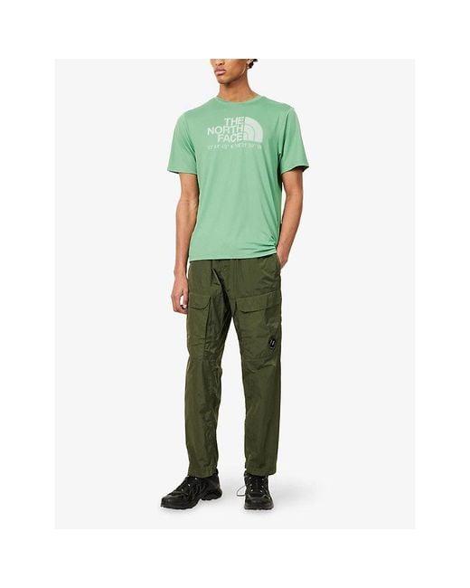 The North Face Green Logo-Print Flashdry Woven T-Shirt for men