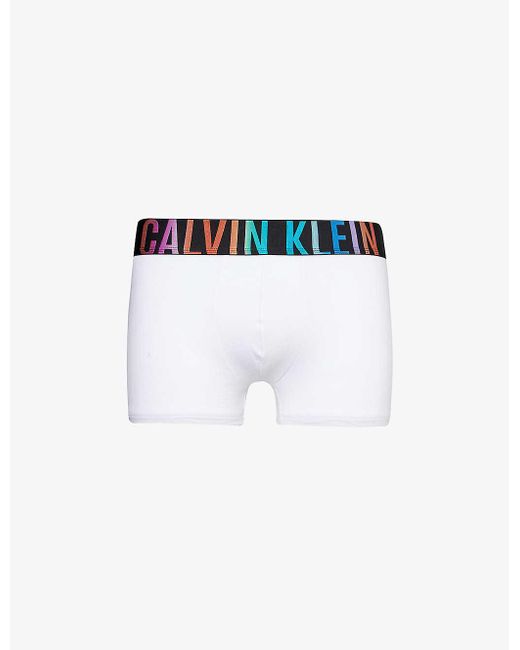 Calvin Klein White Branded-waistband Mid-rise Stretch-cotton Trunks for men
