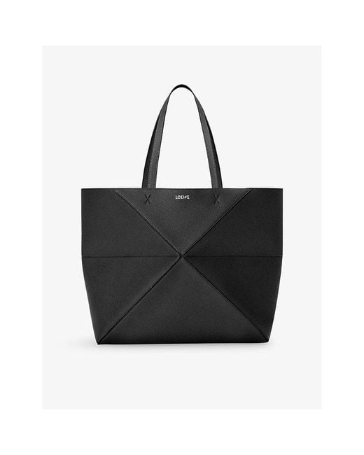 Loewe Black Puzzle Fold Large Leather Tote Bag