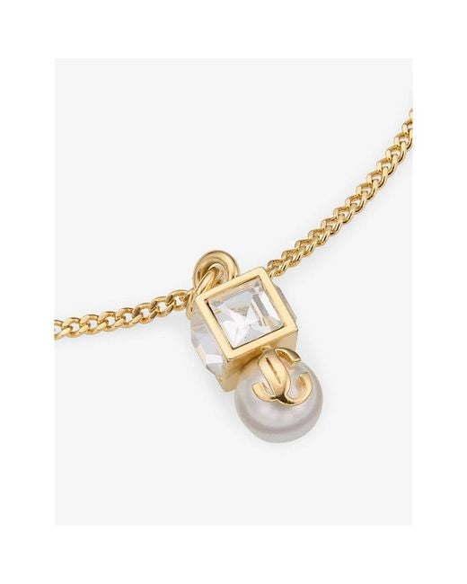 Jimmy Choo Metallic Jc Pearl Cube Brass Bracelet