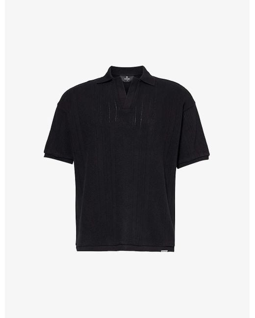 Represent Black Short-sleeved Relaxed-fit Cotton Knitted Polo Shirt X for men
