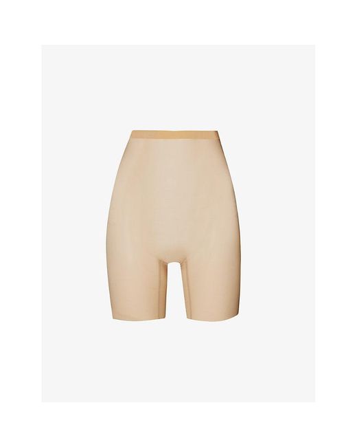 Wolford Natural Semi-sheer High-rise Stretch-tulle Shorts