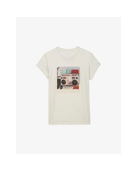Zadig & Voltaire White Anya Graphic-print Short-sleeve Cotton T-shirt
