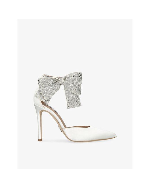 Steve Madden White Deville Bow-Embellished Satin Courts